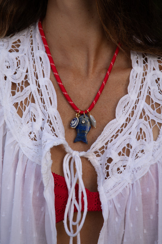 Red Paracord Fish Necklace