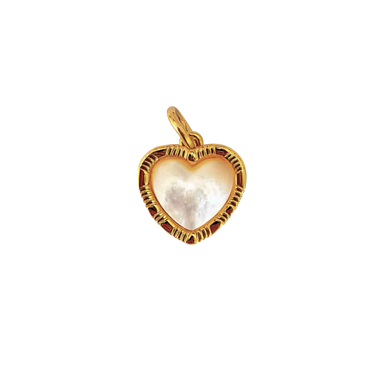 Gold Edged Pearl Heart Charm