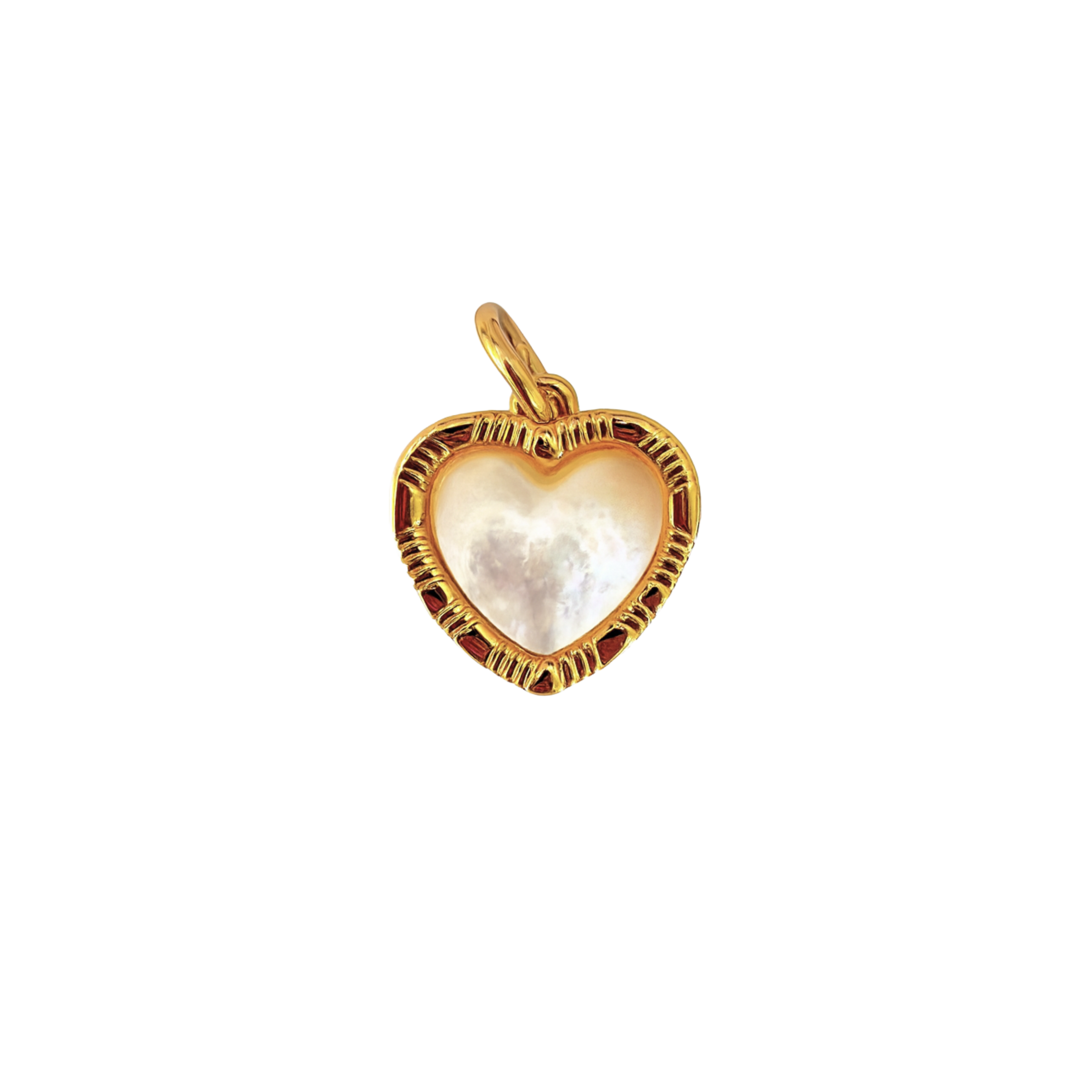 Gold Edged Pearl Heart Charm