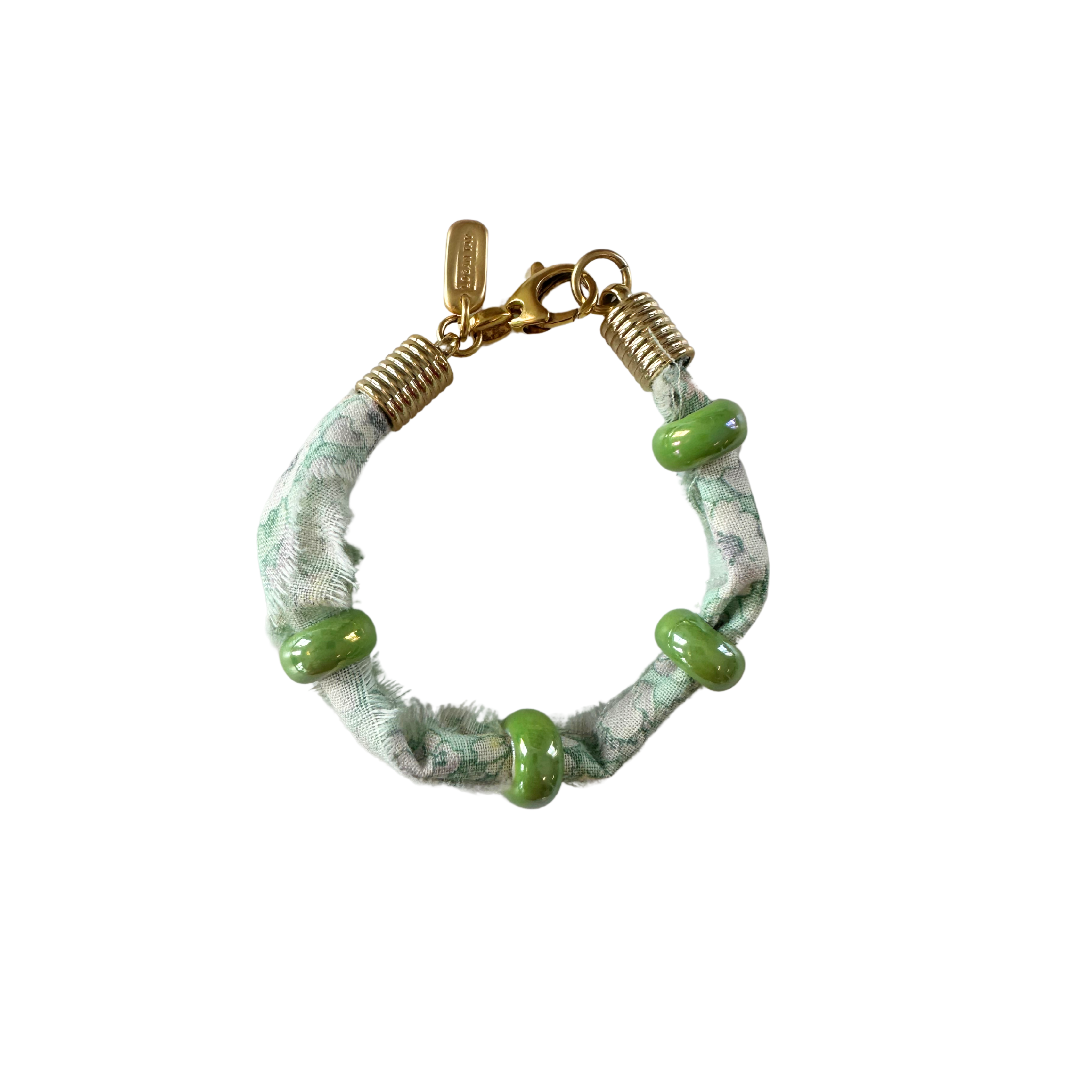 Green Floral Fabric Bracelet