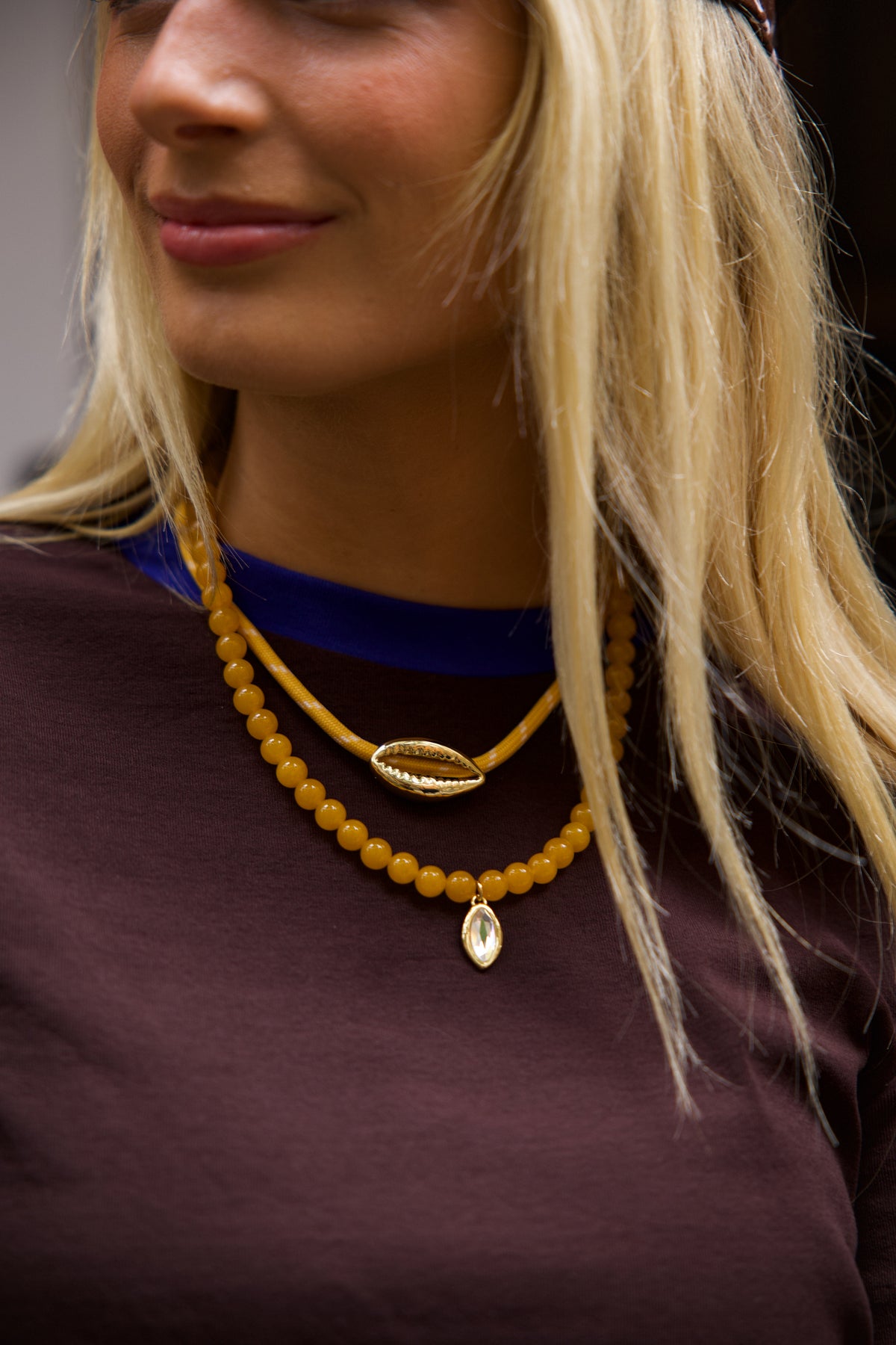 Yellow Paracord Cowrie Necklace