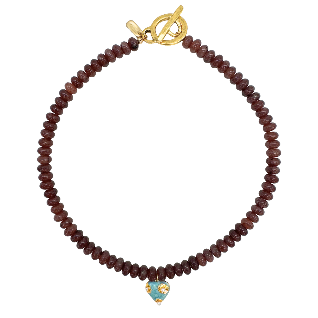 PRE ORDER: Brown Beaded Heart Necklace