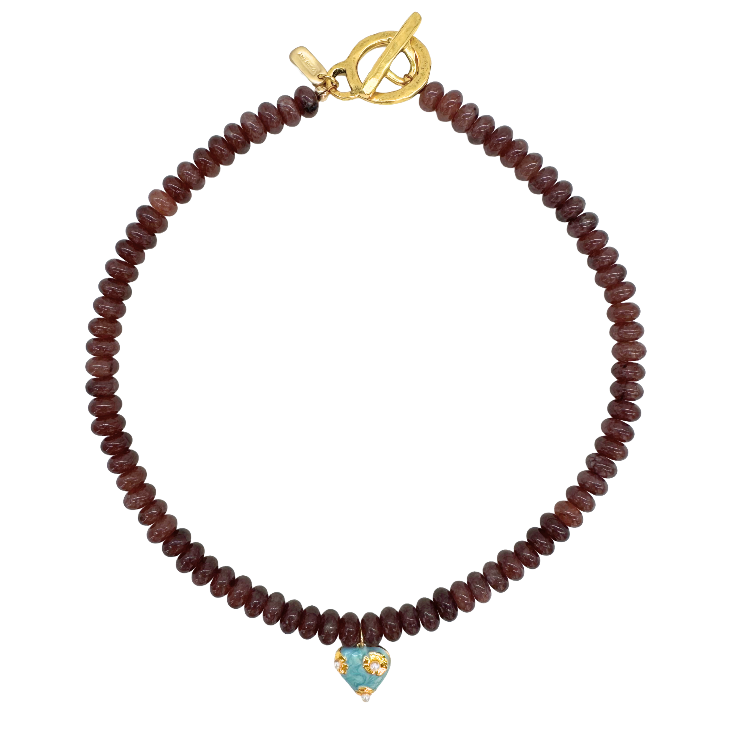 Brown Beaded Heart Necklace