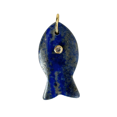 Large Blue Stone Fish Charm