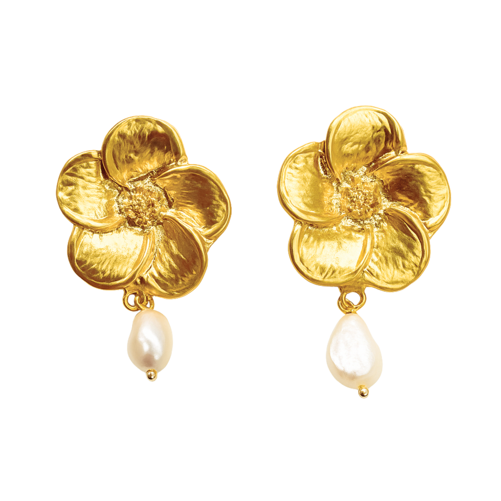 Pearl Drop Flower Earrings