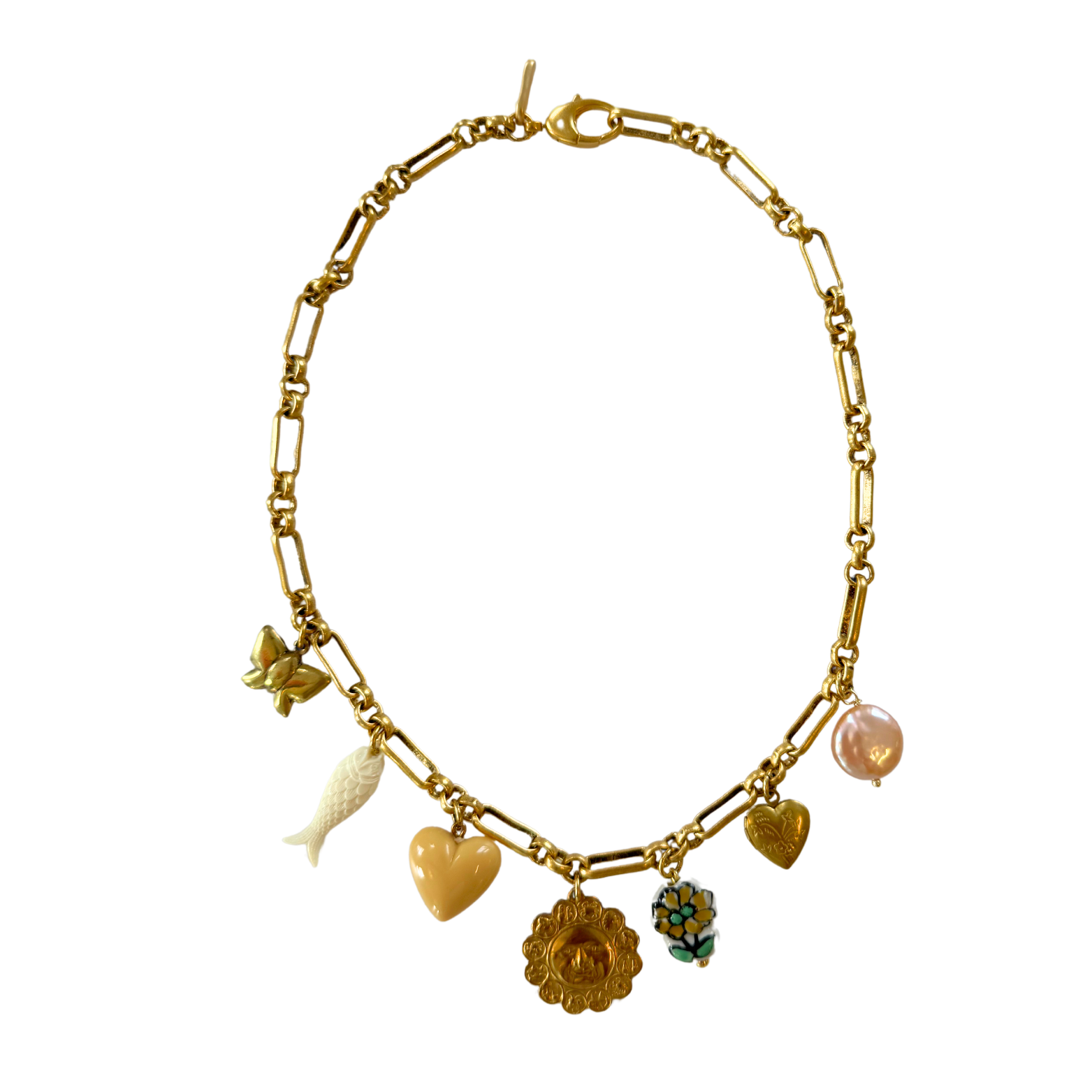 Retro Gold Sun Charm Necklace