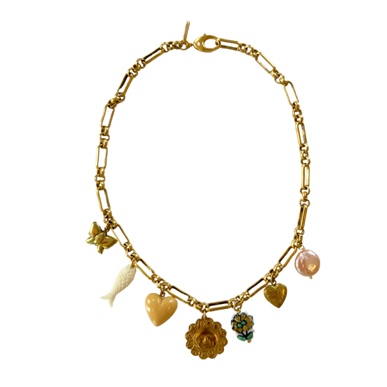 Retro Gold Sun Charm Necklace