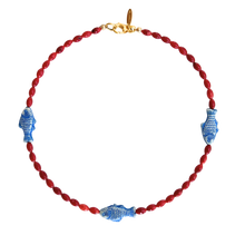  Blue Fish Beaded Necklace
