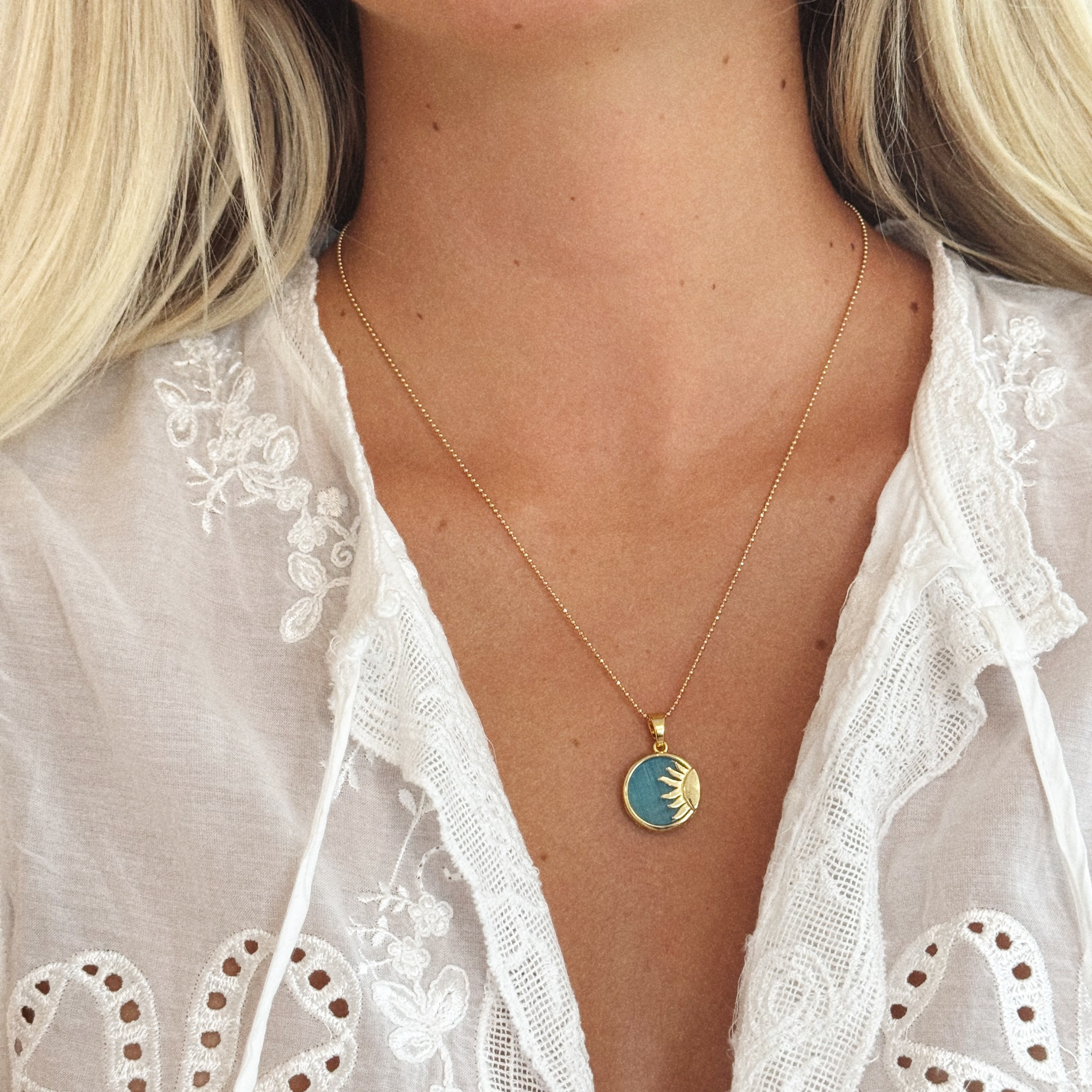 Blue Transparent Sun Necklace