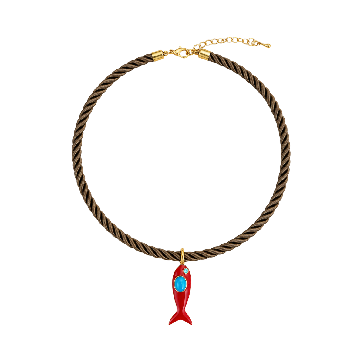 Brown Cord Fish Necklace