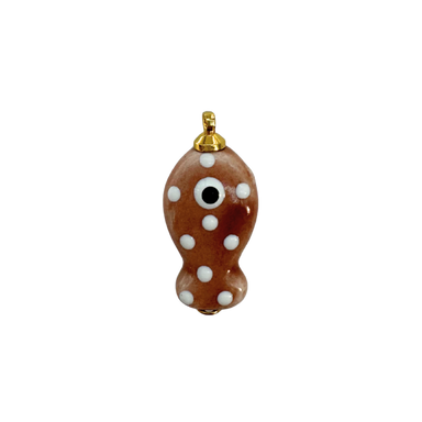 Brown Polka Dot Fish Charm