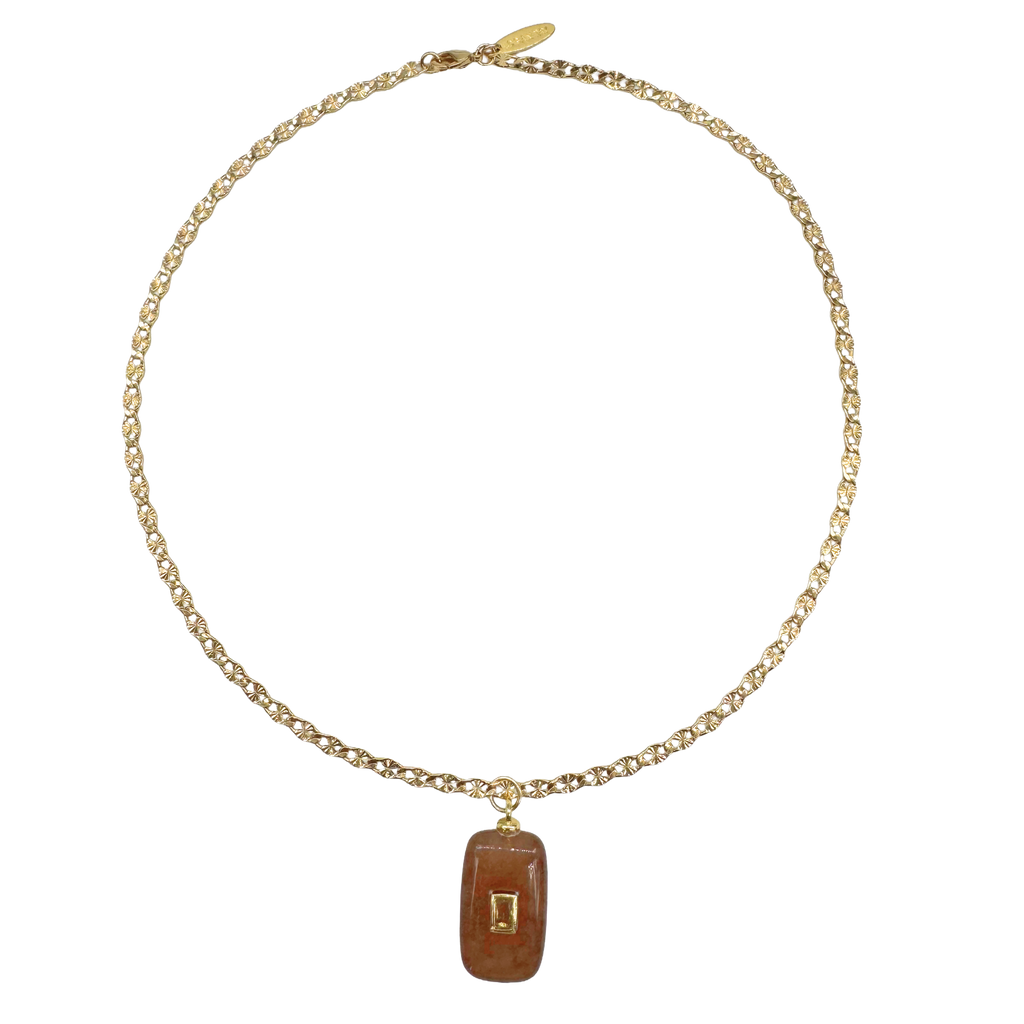 Brown Stone Chain Necklace