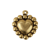 Beaded Antiqued Heart Charm