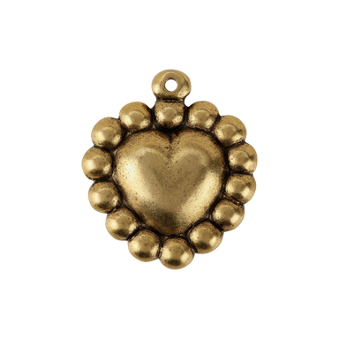 Beaded Antiqued Heart Charm