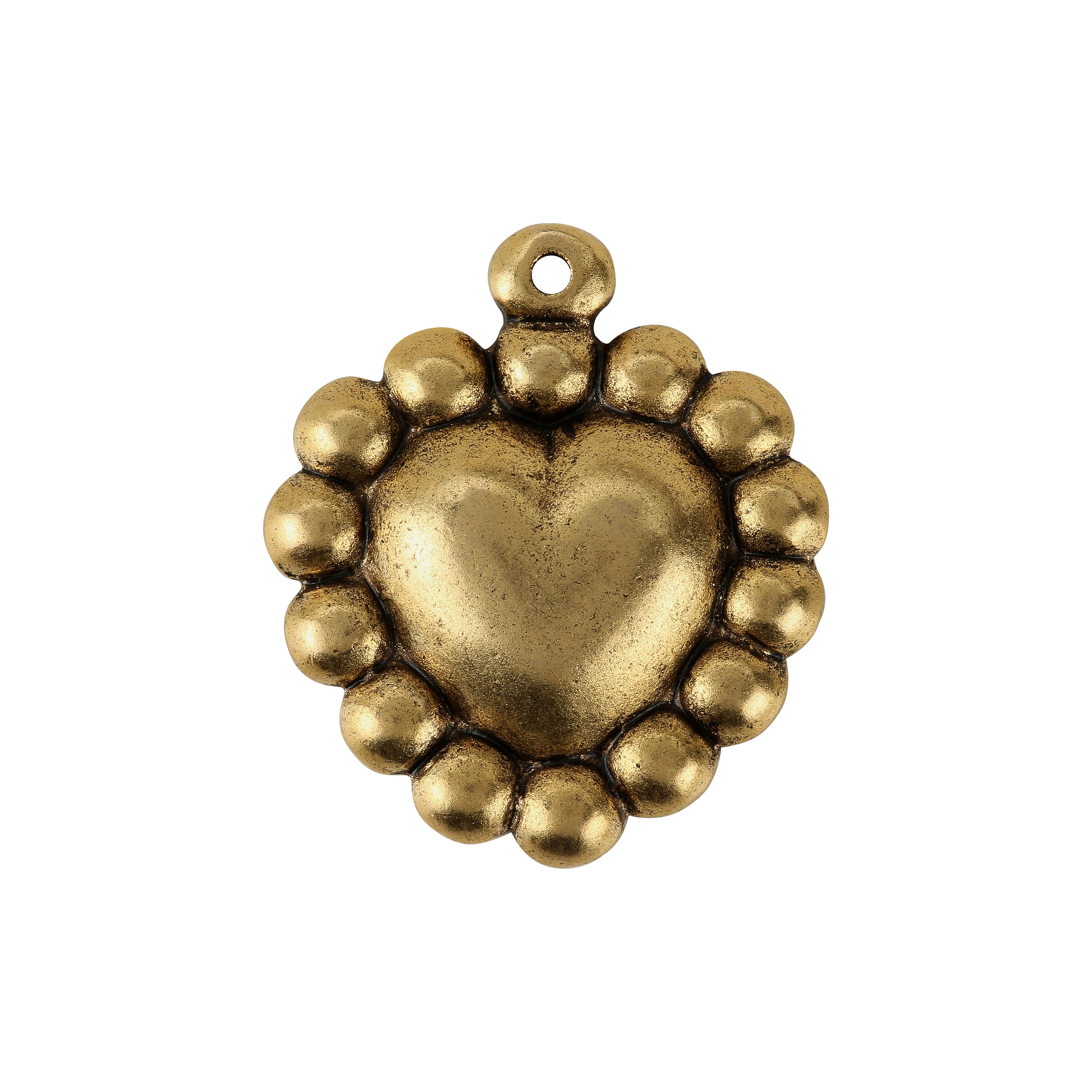 Beaded Antiqued Heart Charm