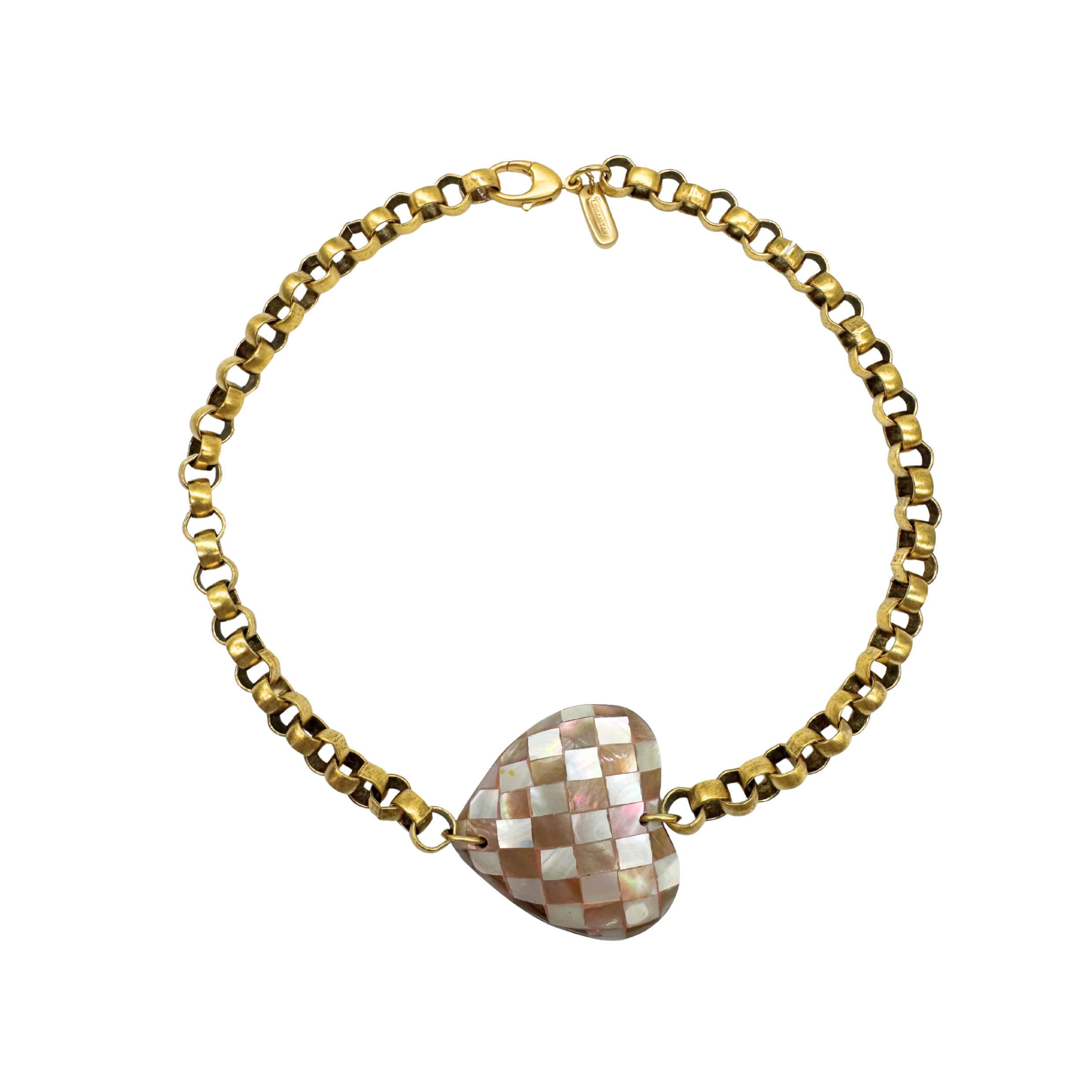 Checkered Heart Chain Necklace