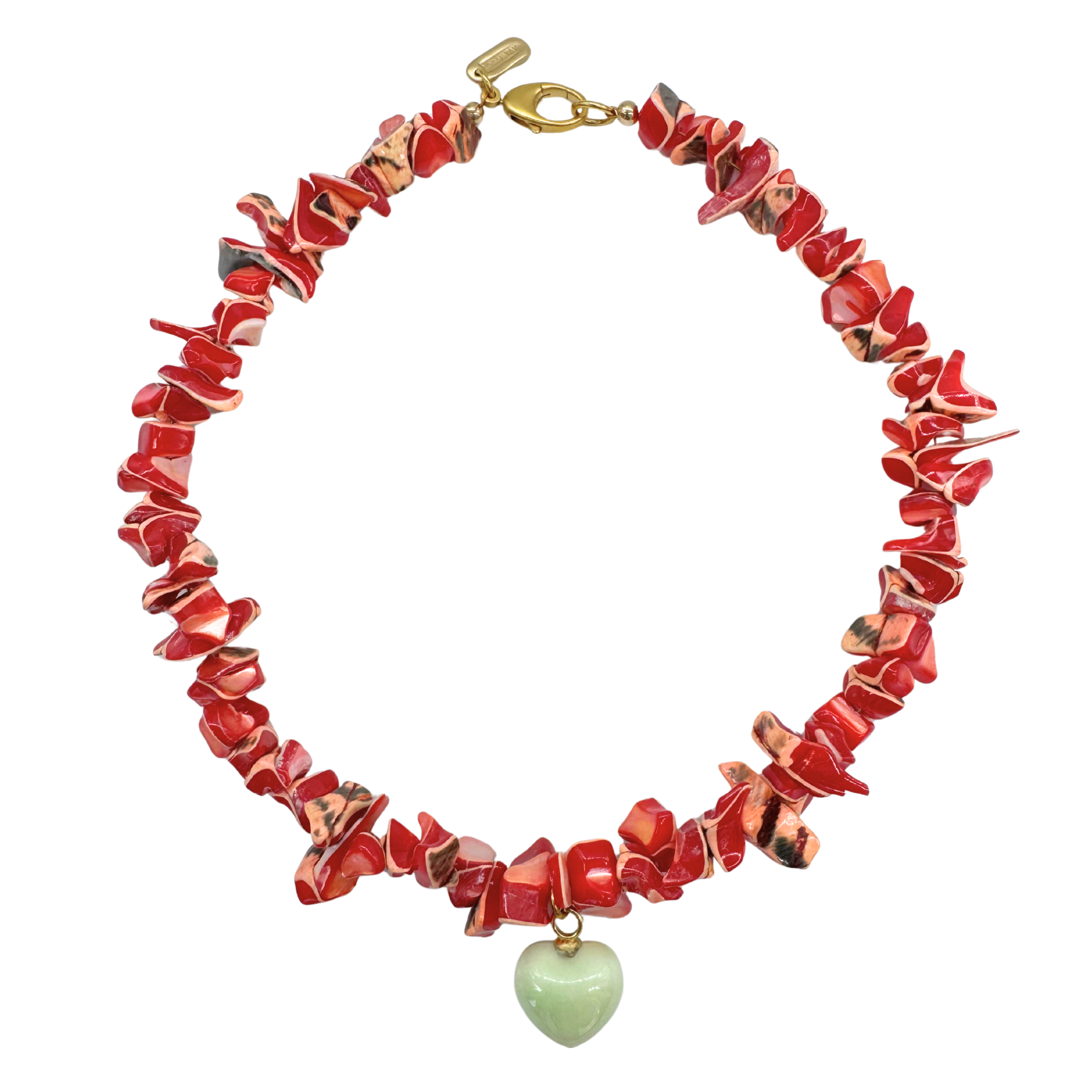 Chunky Red Shell Heart Necklace