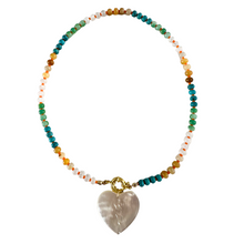  Colorful Pearl Heart Beaded Necklace