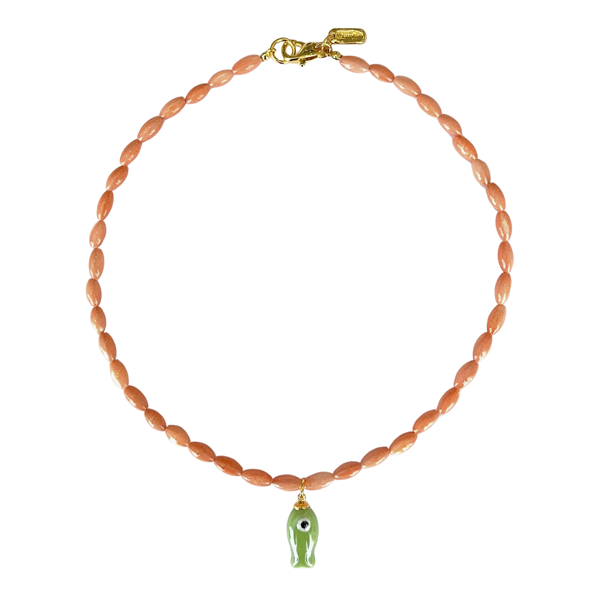 Coral Beaded Fish Necklace