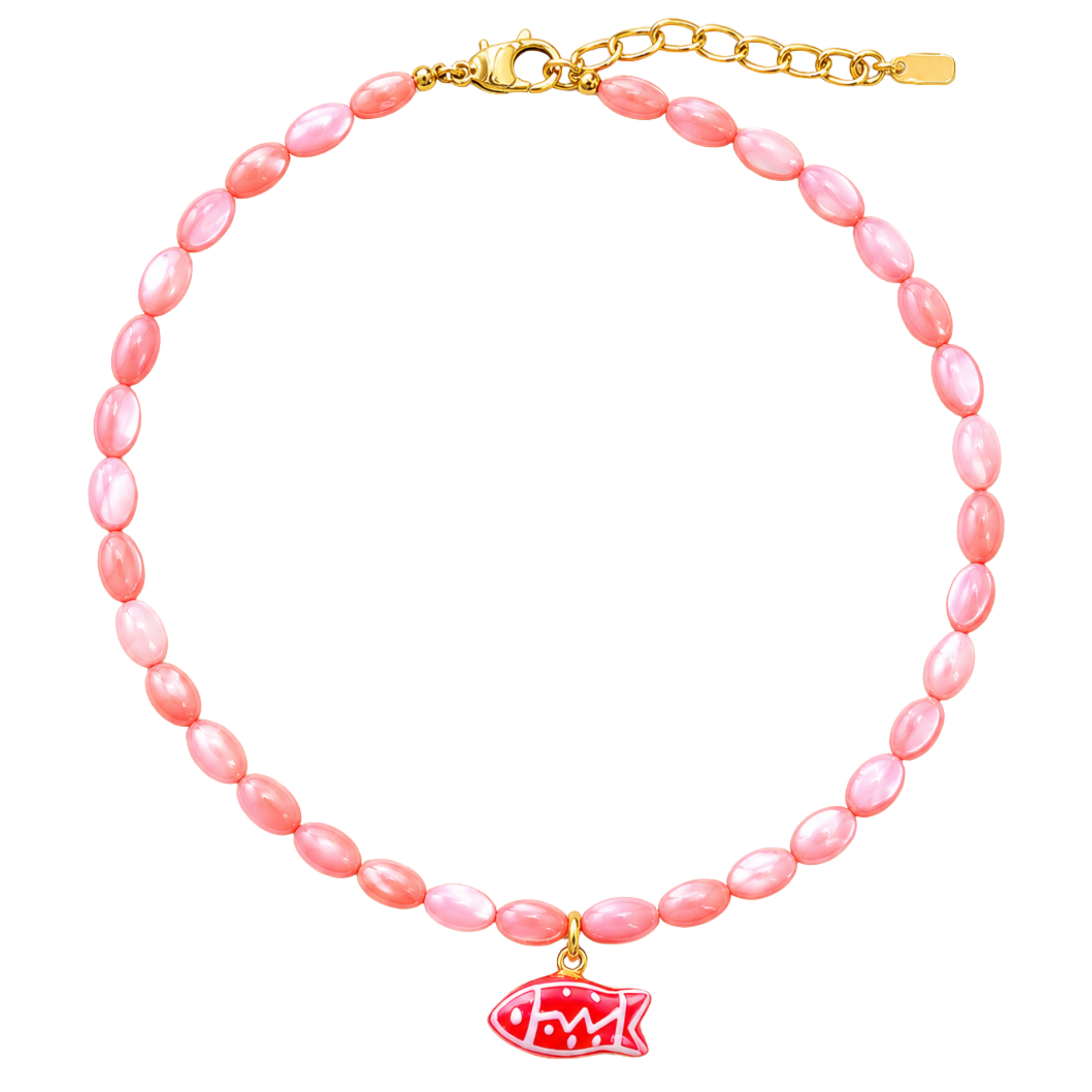 Cotton Candy Beaded Fish Necklace
