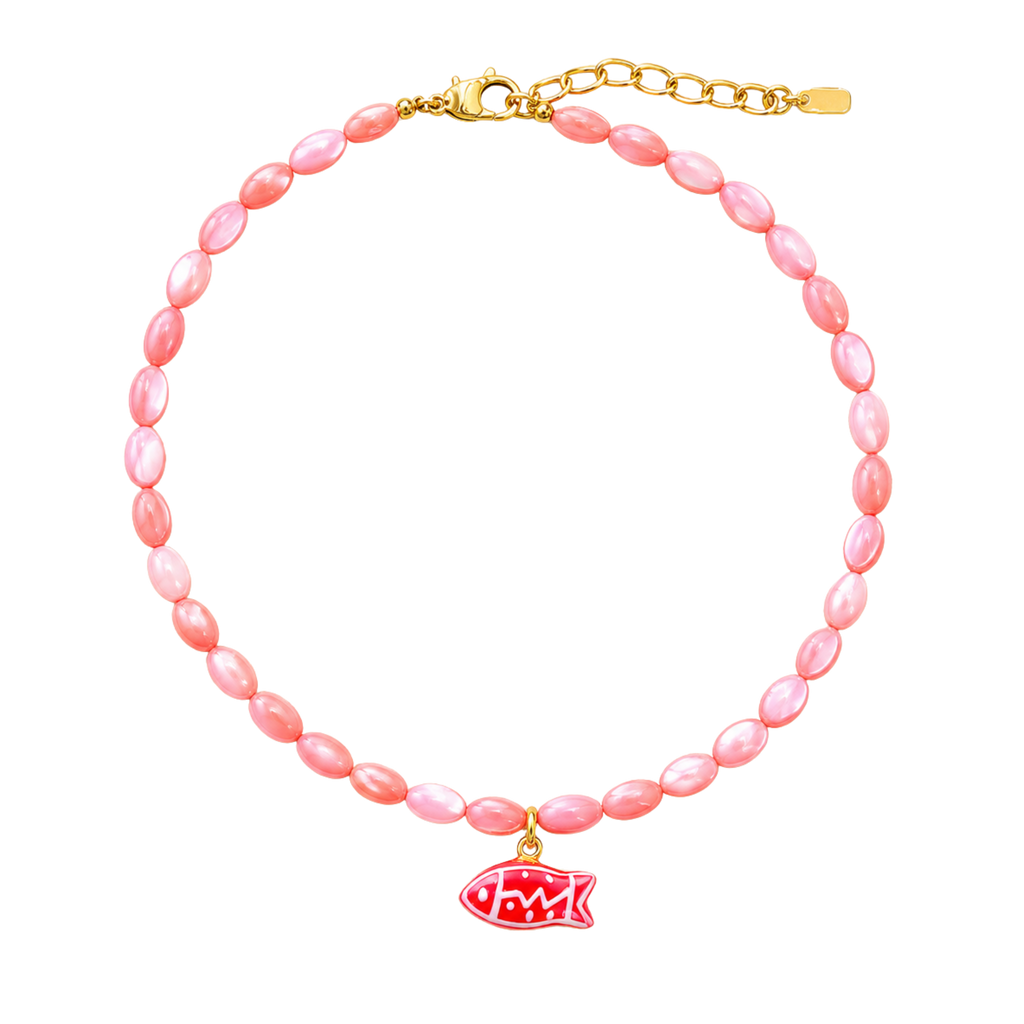Cotton Candy Beaded Fish Necklace