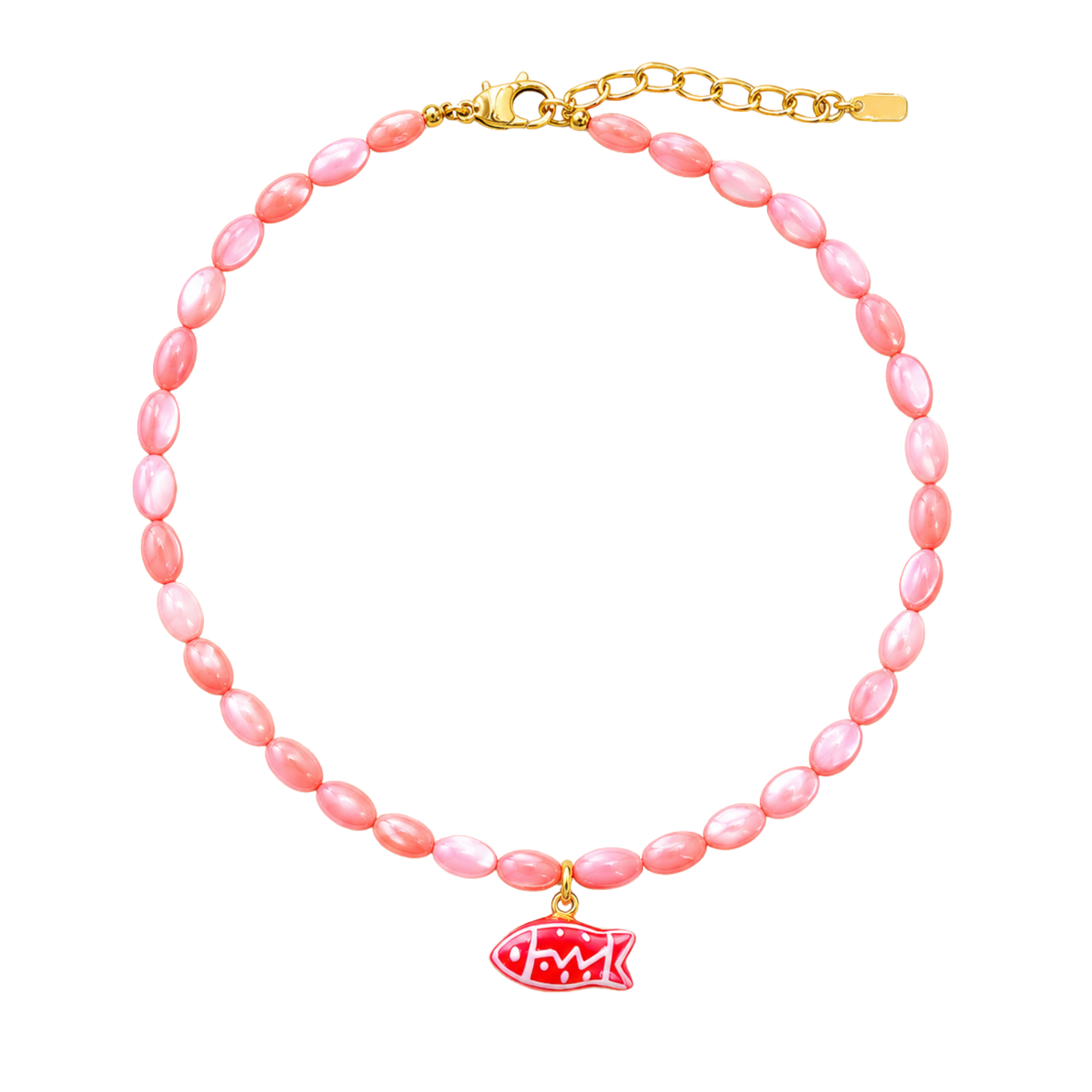 Cotton Candy Beaded Fish Necklace
