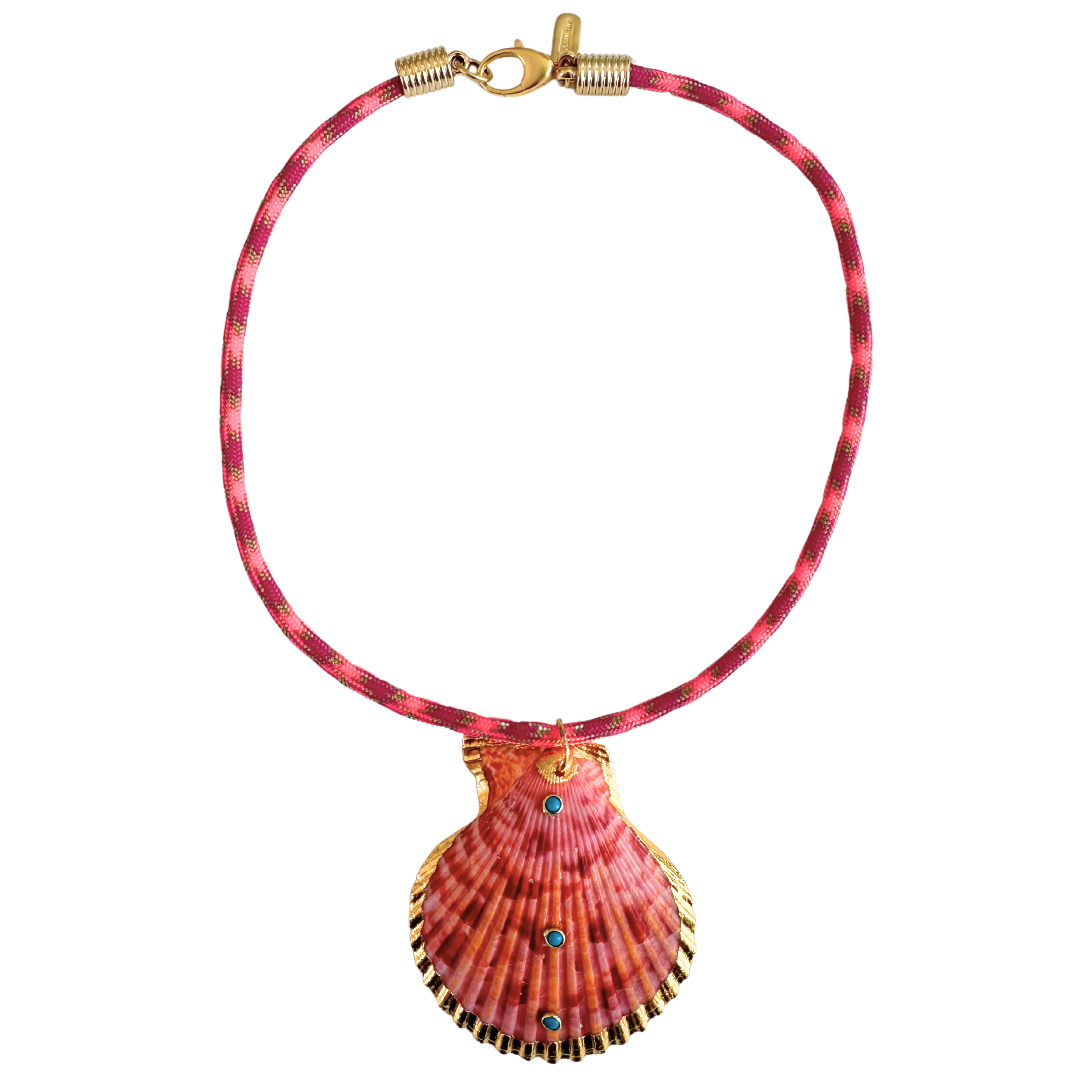 Dark Pink Rope Seashell Necklace