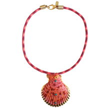  Dark Pink Rope Seashell Necklace