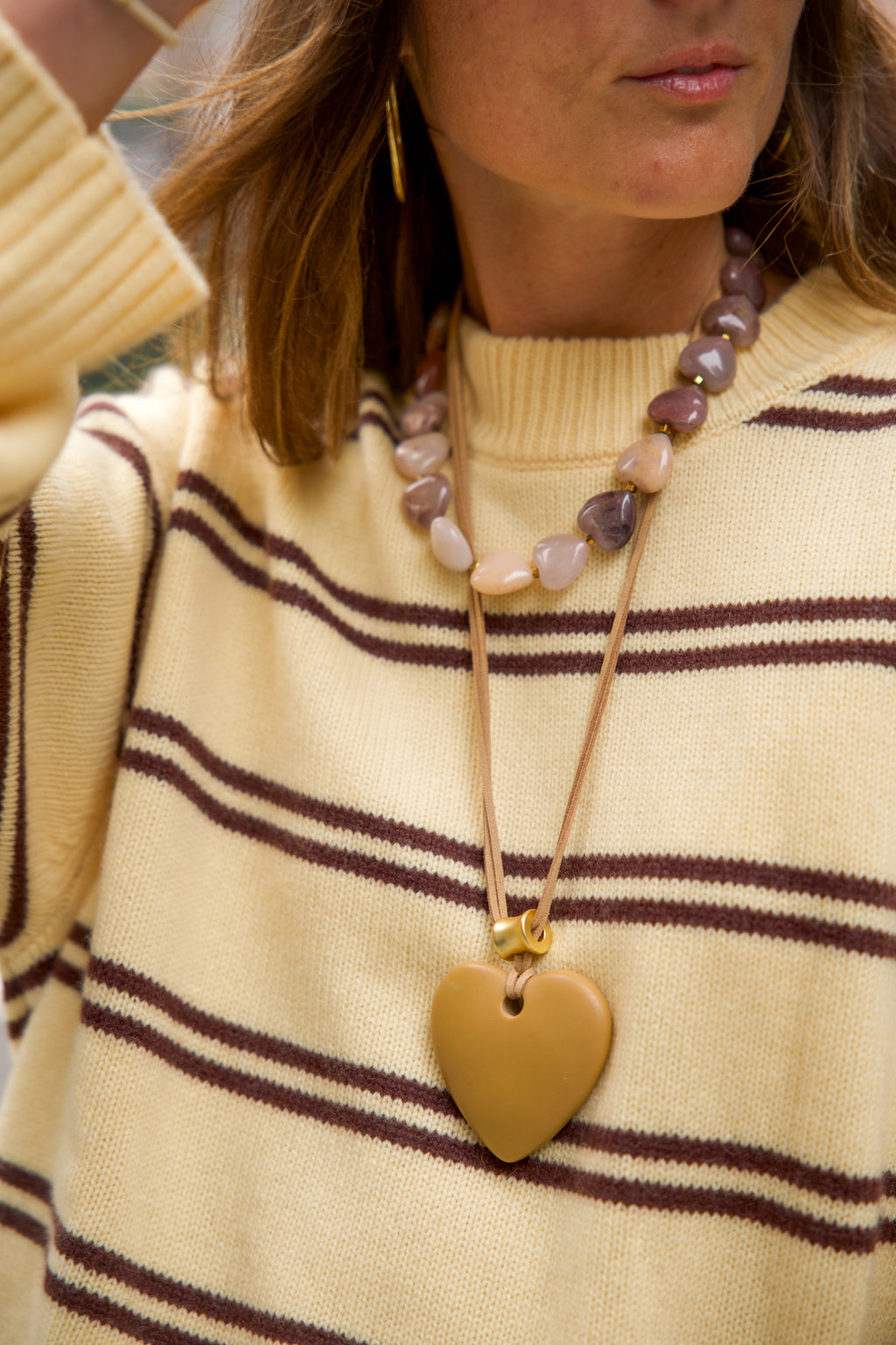Mixed Stone Heart Necklace