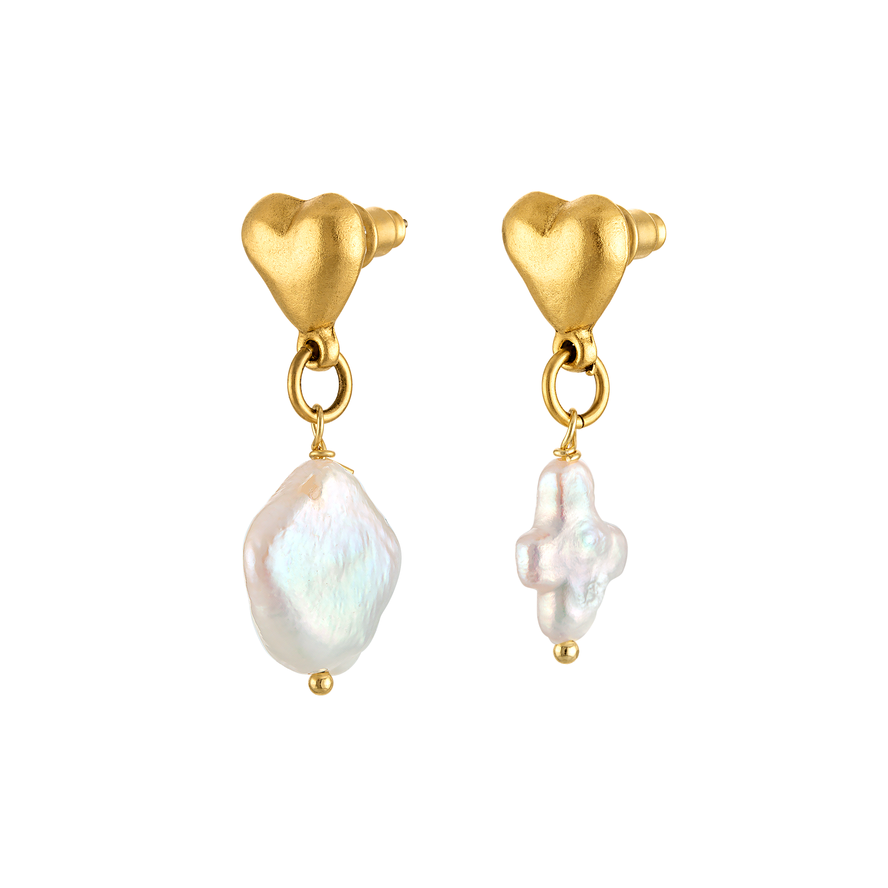 Mismatched Pearl Heart Earrings