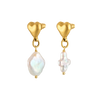 Mismatched Pearl Heart Earrings