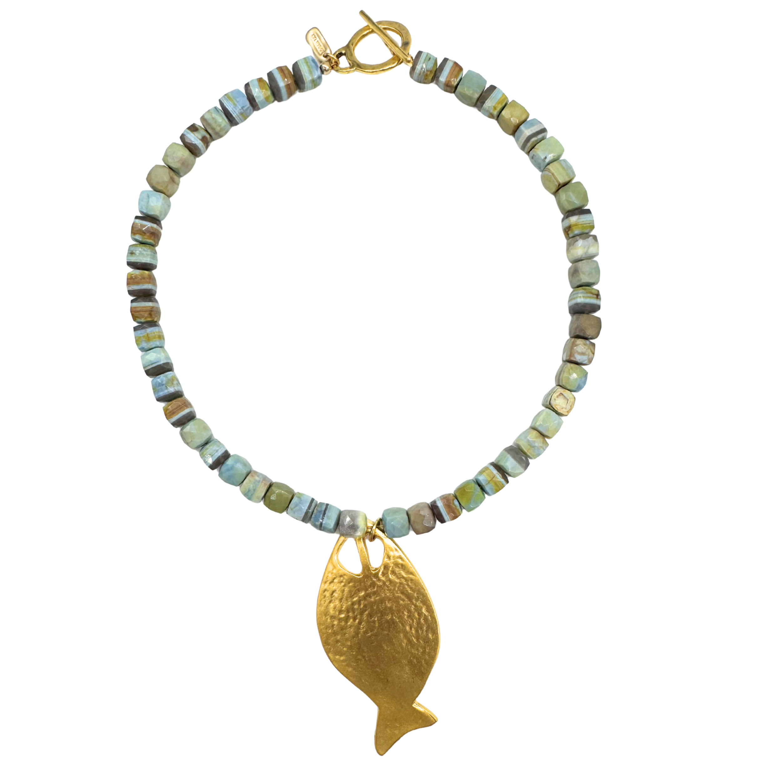 Earth Gemstone Beaded FIsh Necklace