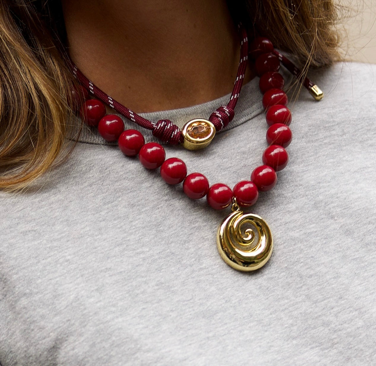 Burgundy Paracord Stone Necklace