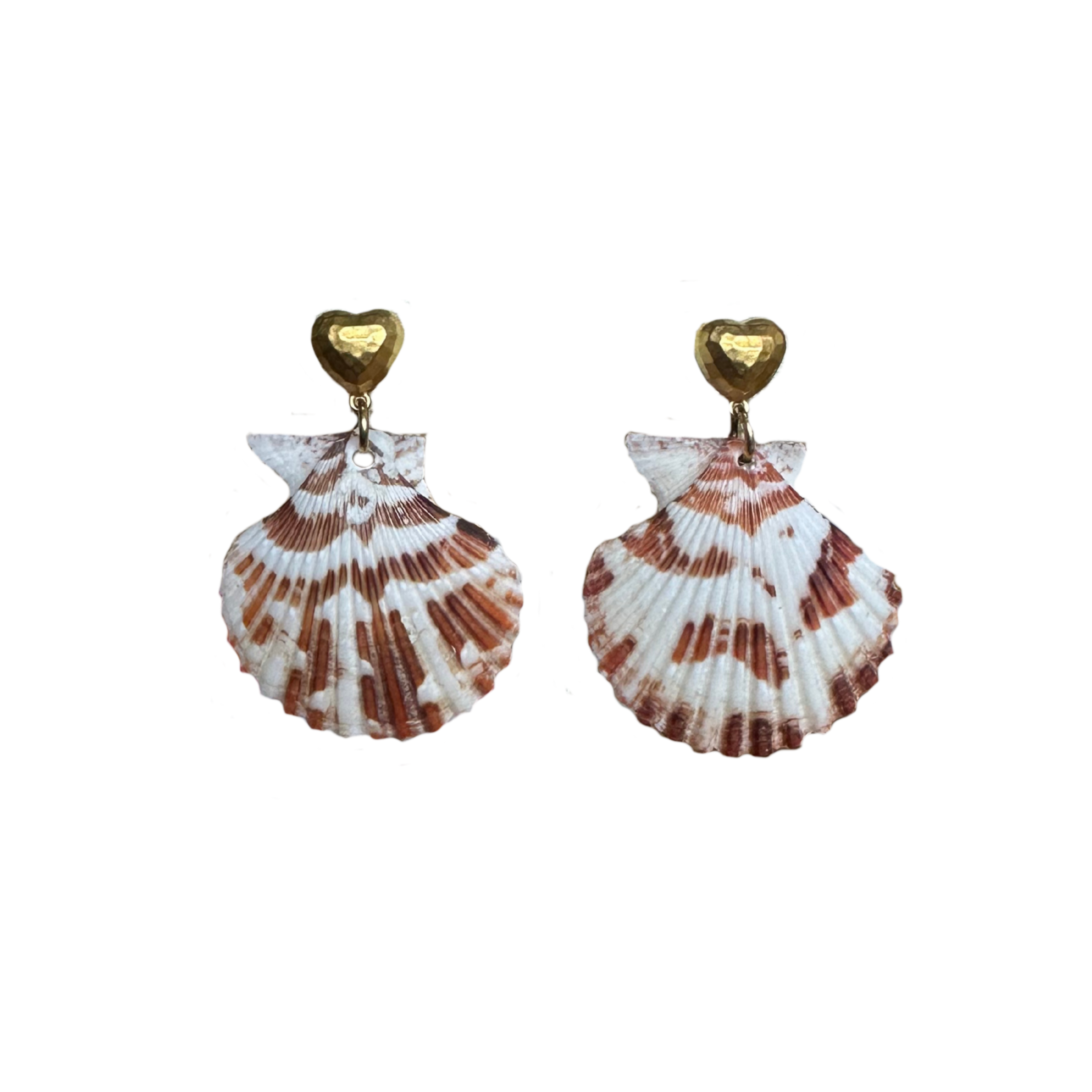 Gold Puff Heart Shell Earrings