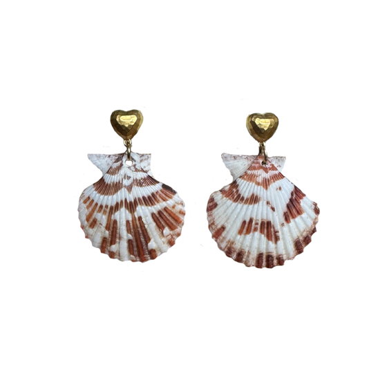 Gold Puff Heart Shell Earrings