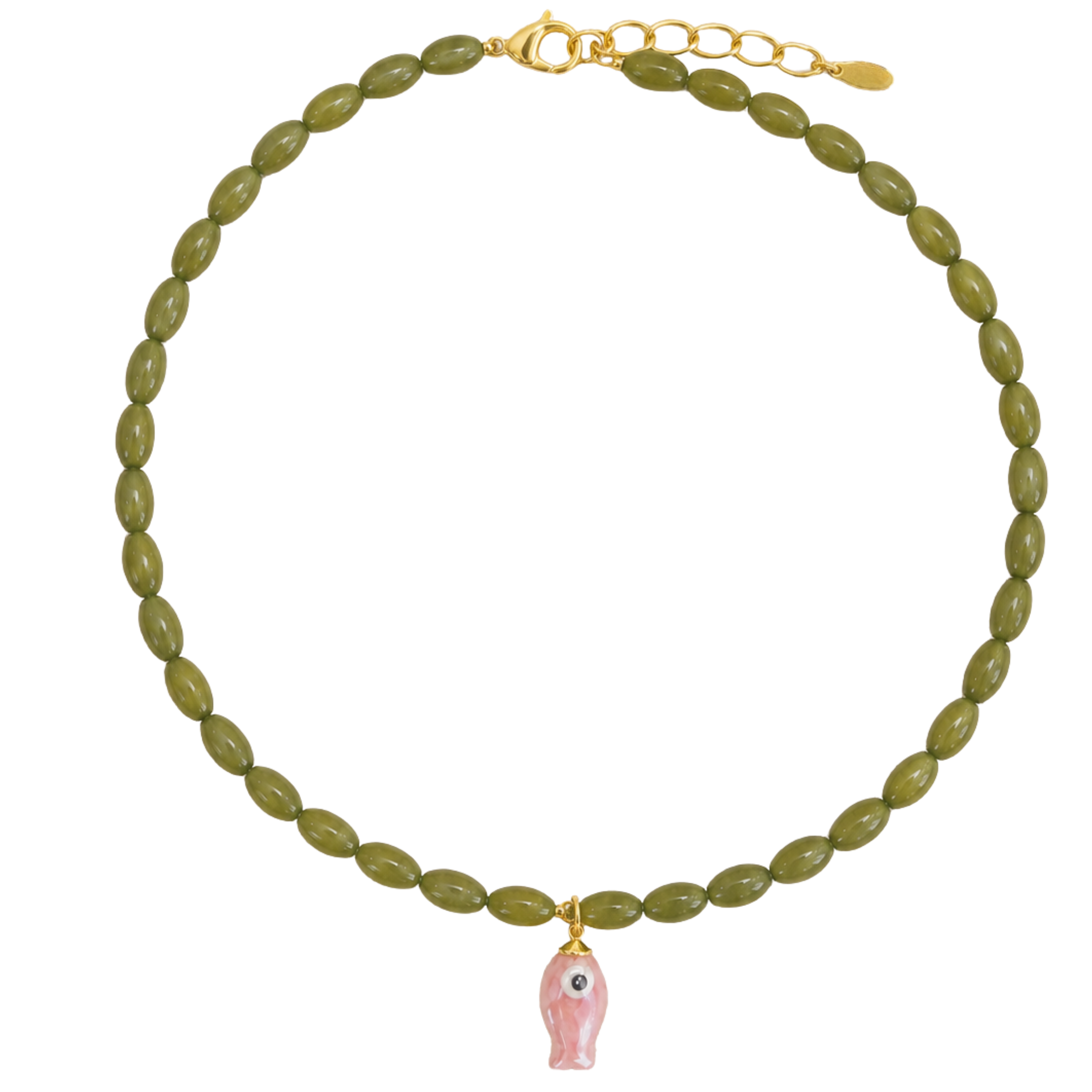 Green Beaded Fish Necklace
