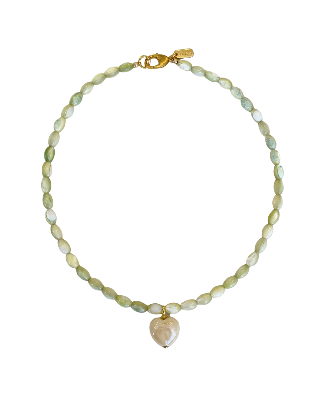 Green Beaded Heart Necklace