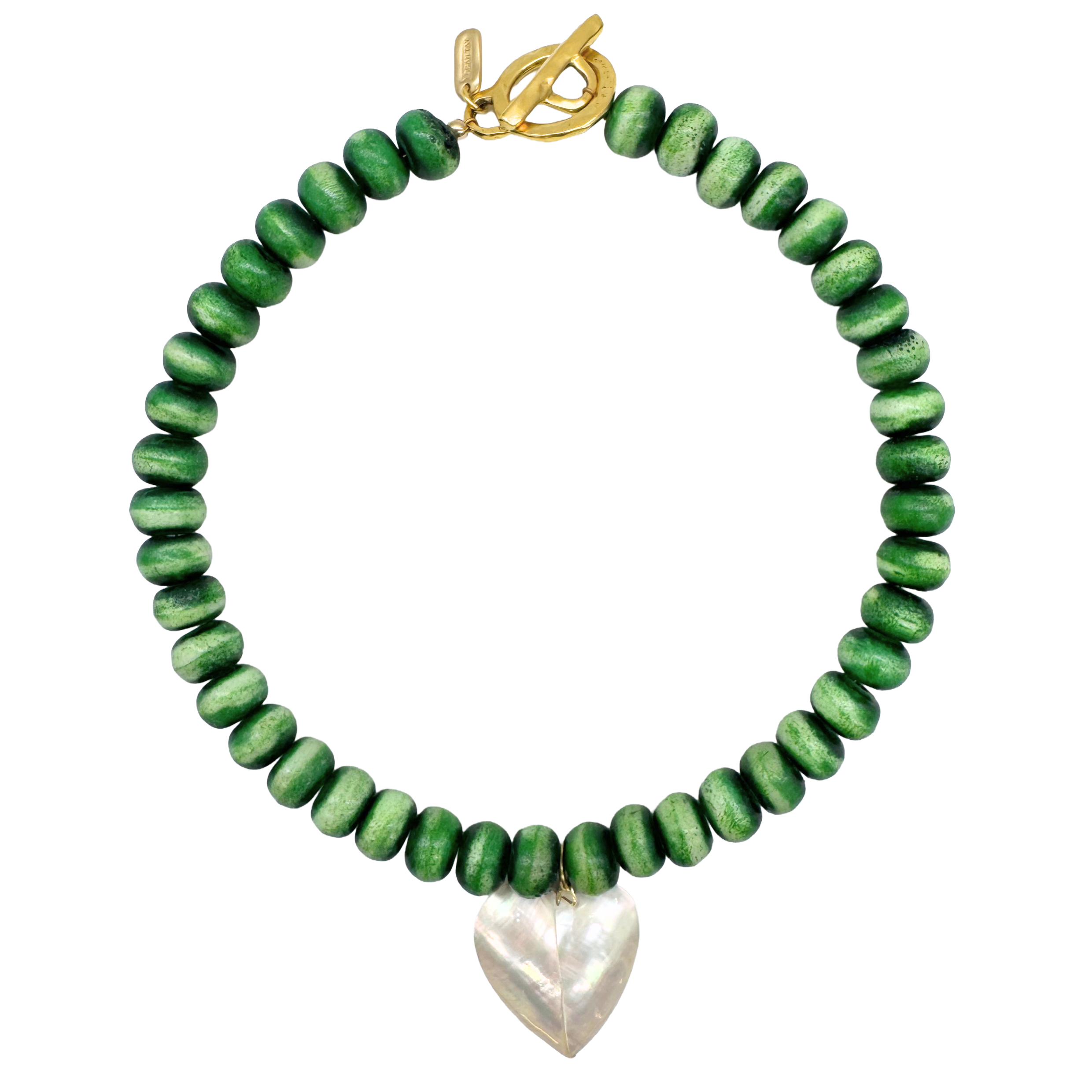Green Beaded Heart Necklace