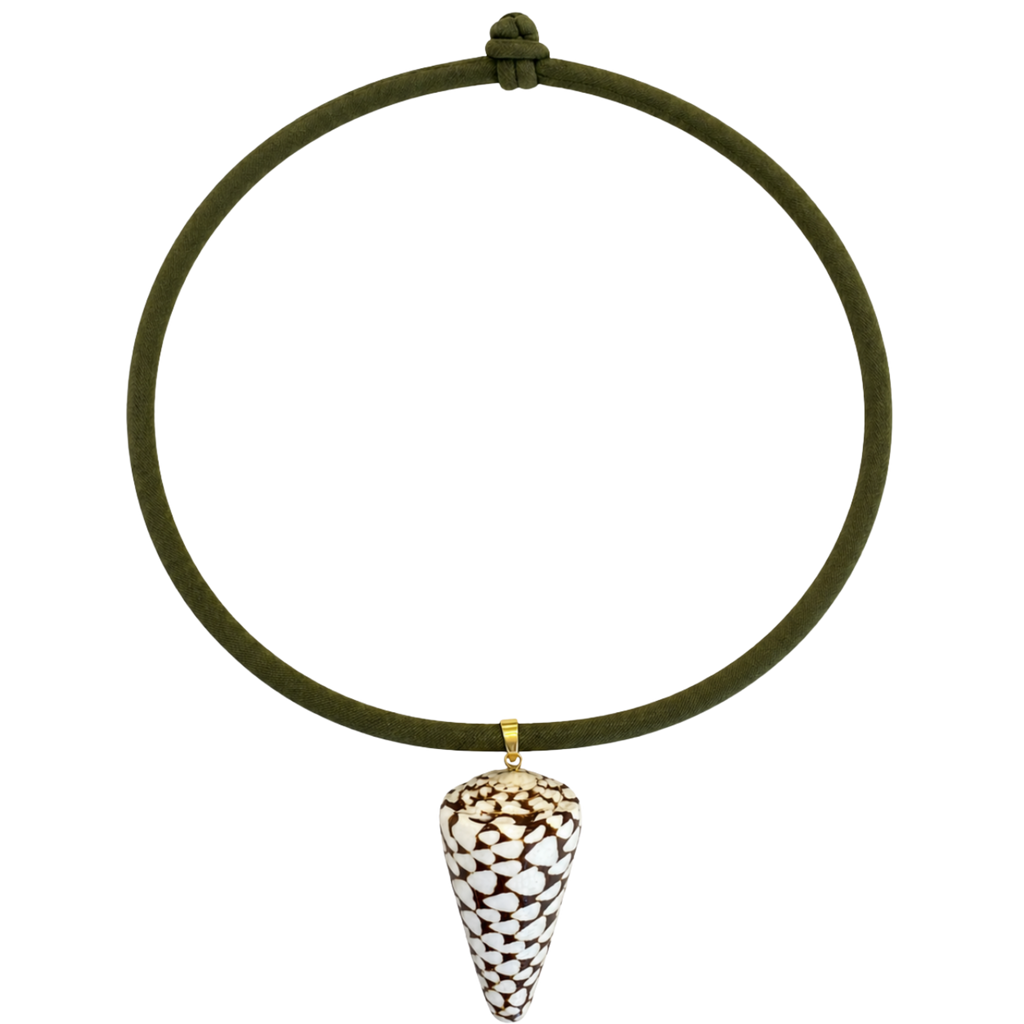 Green Cord Cone Shell Necklace