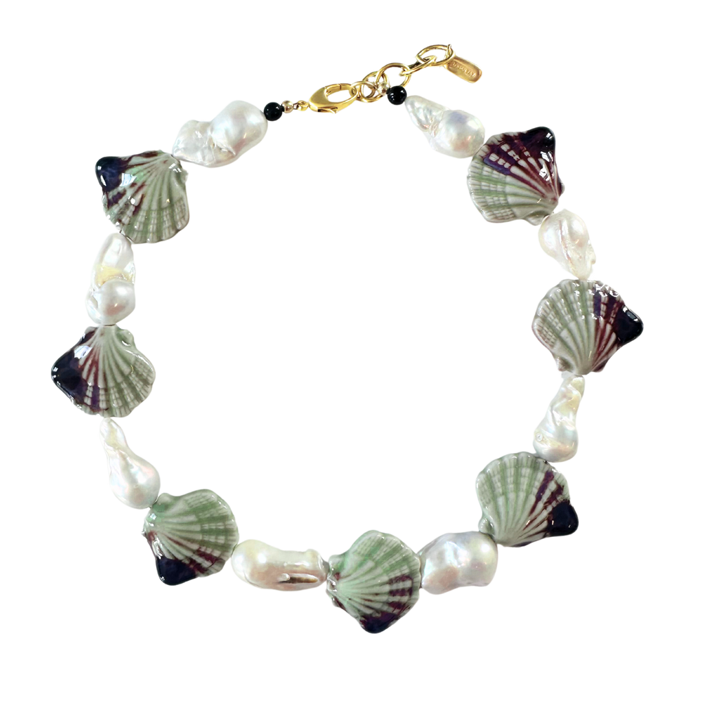 Green Shell Baroque Pearl Necklace
