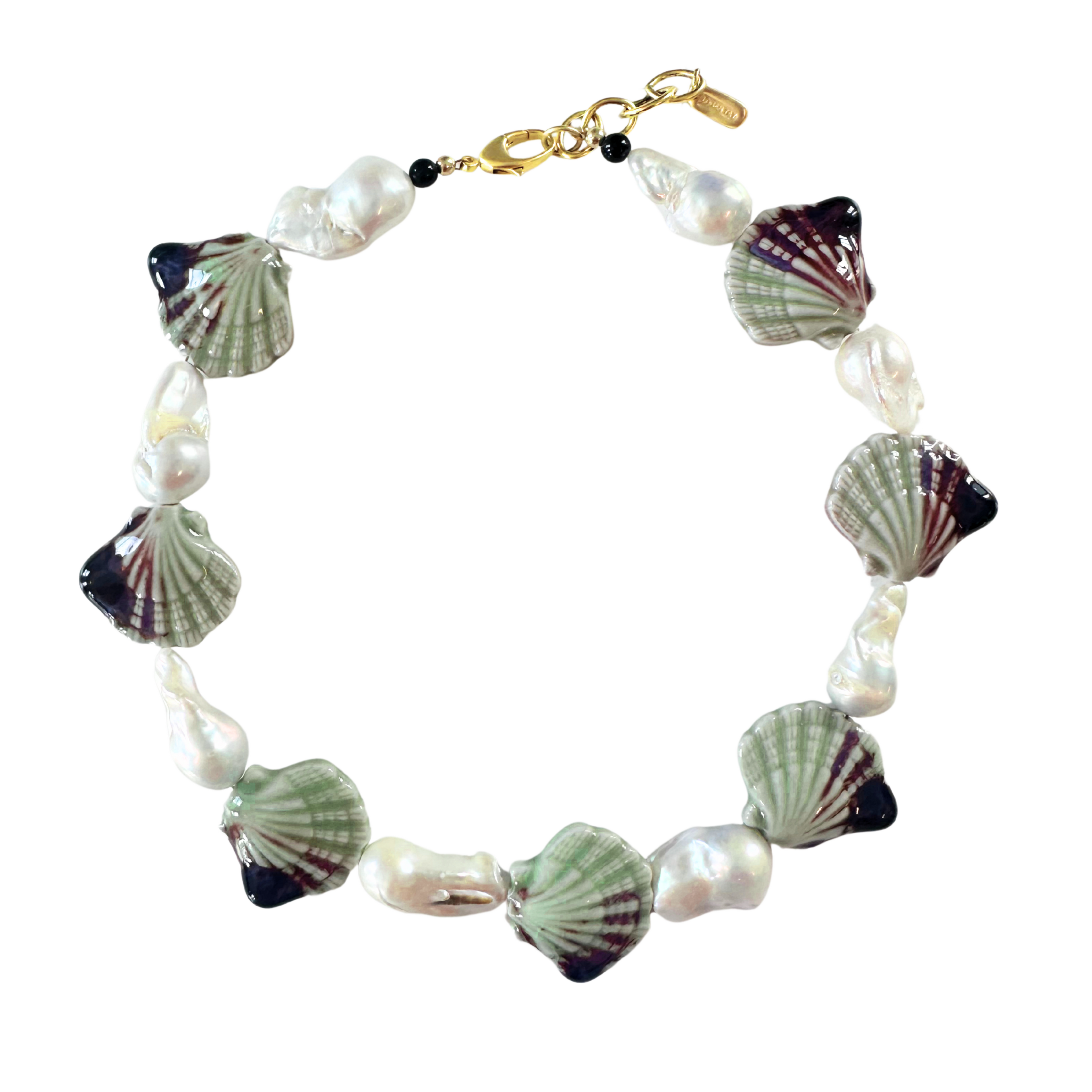 Green Shell Baroque Pearl Necklace