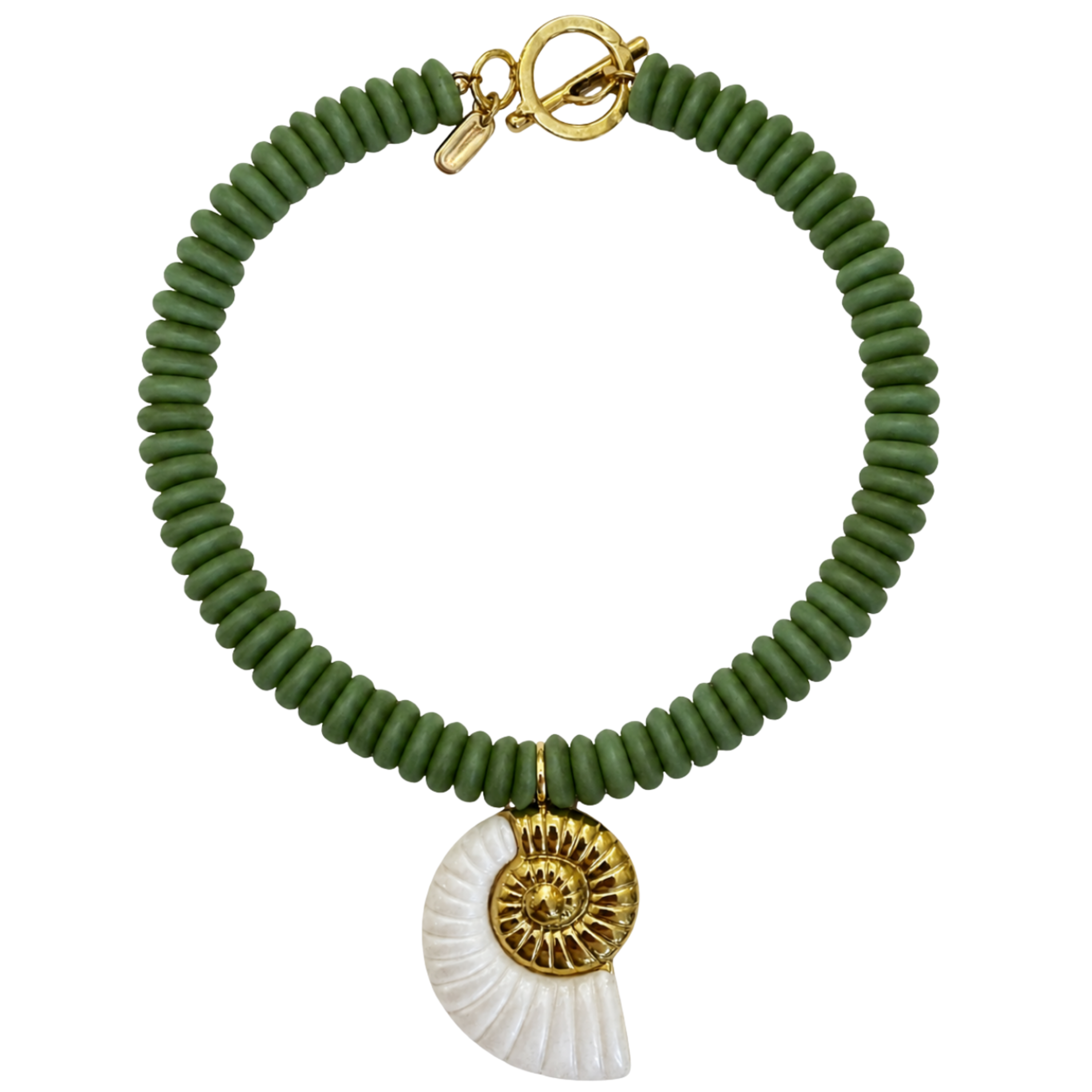 Green Spiral Shell Necklace