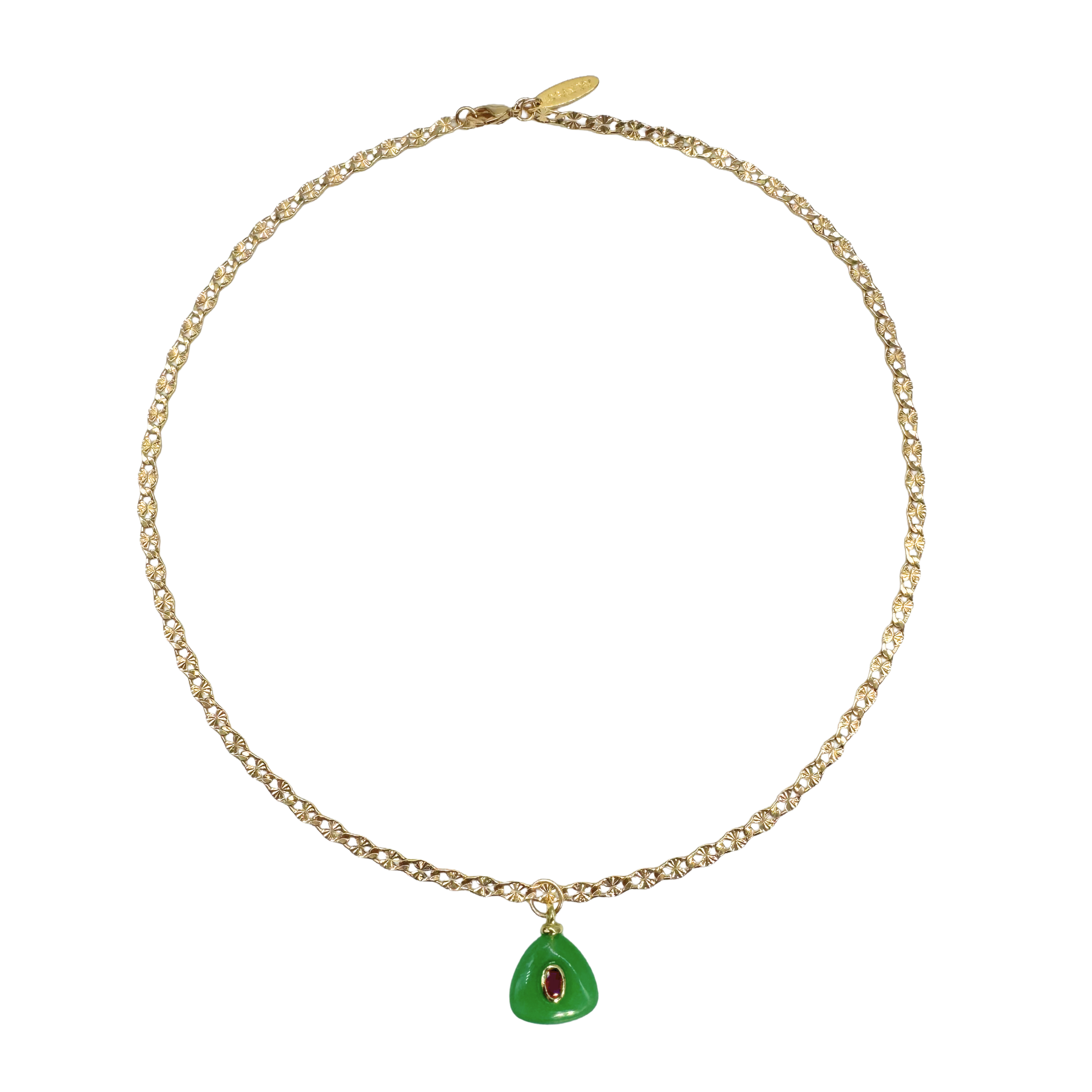 Green Stone Chain Necklace
