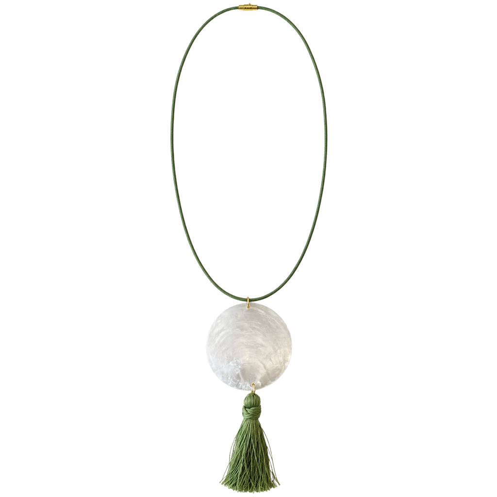 Green Tassel Shell Necklace