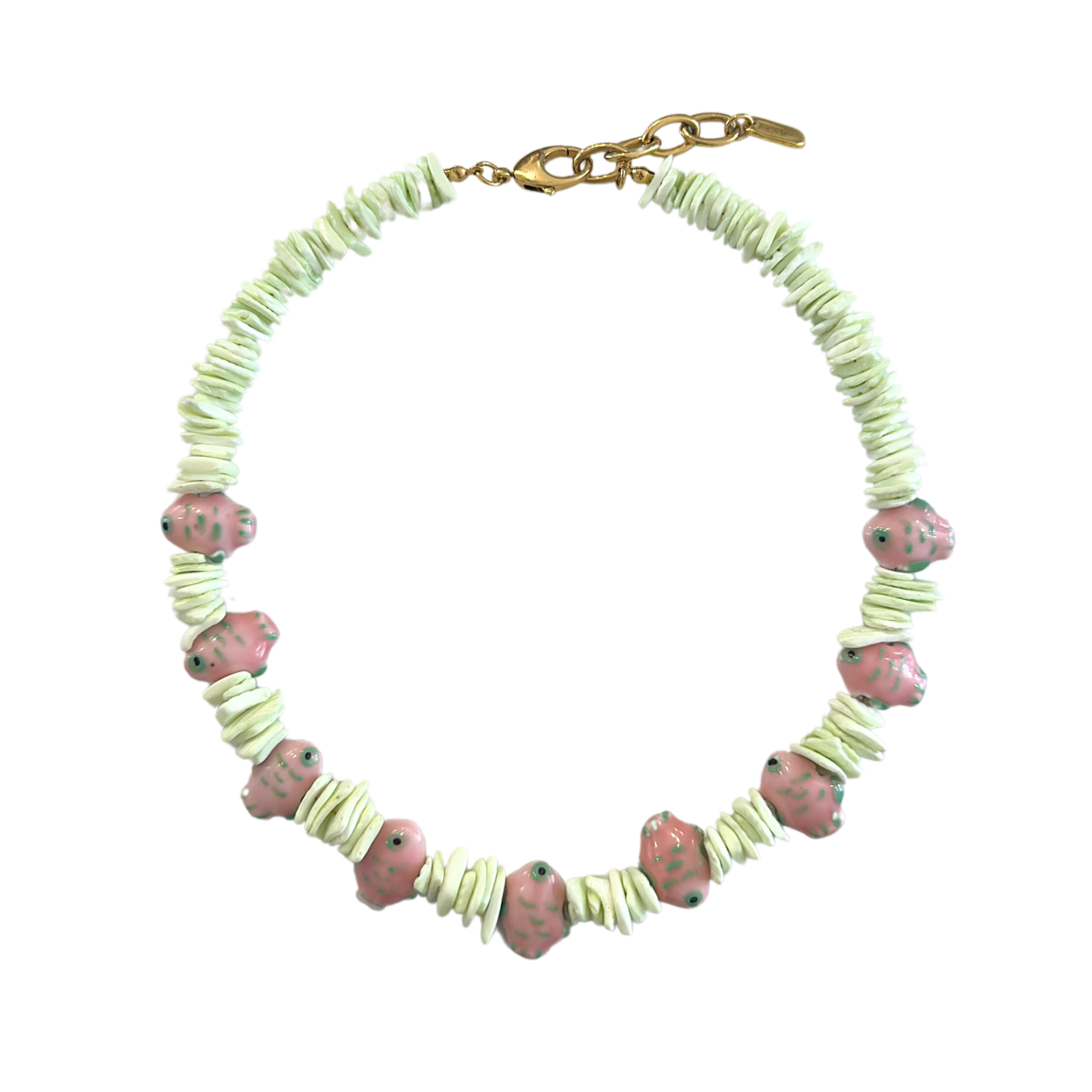 Green Heishi Beaded Necklace