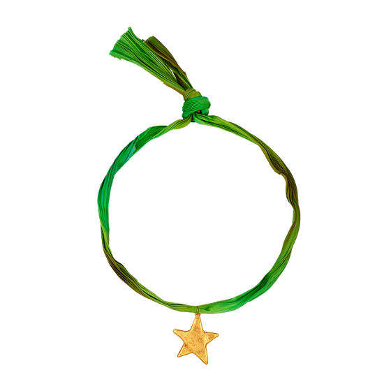 Green Fabric Star Necklace