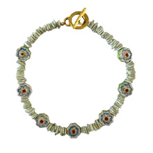  Green Floral Beaded Necklace