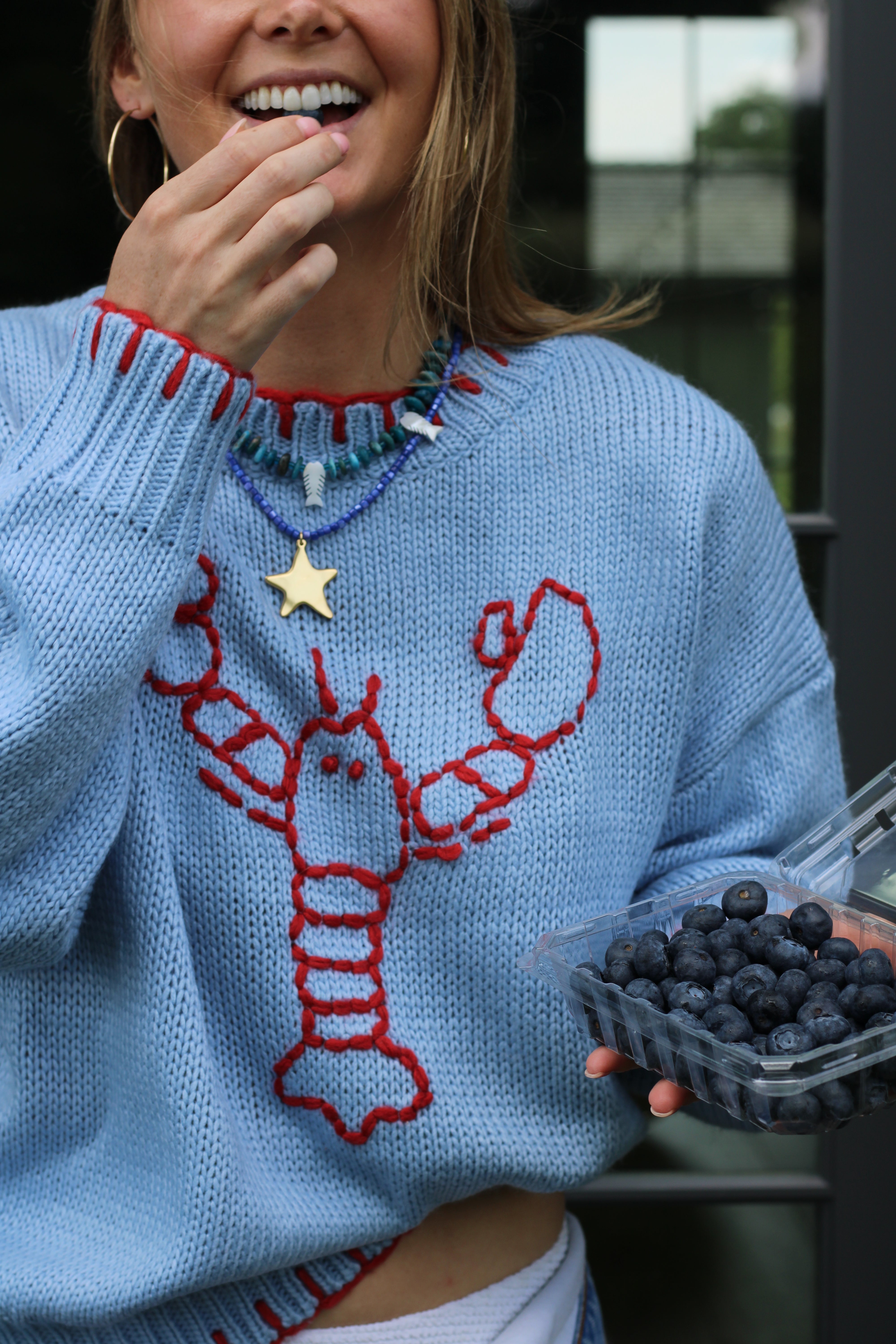 Indigo Beaded Star Necklace – LOGAN TAY