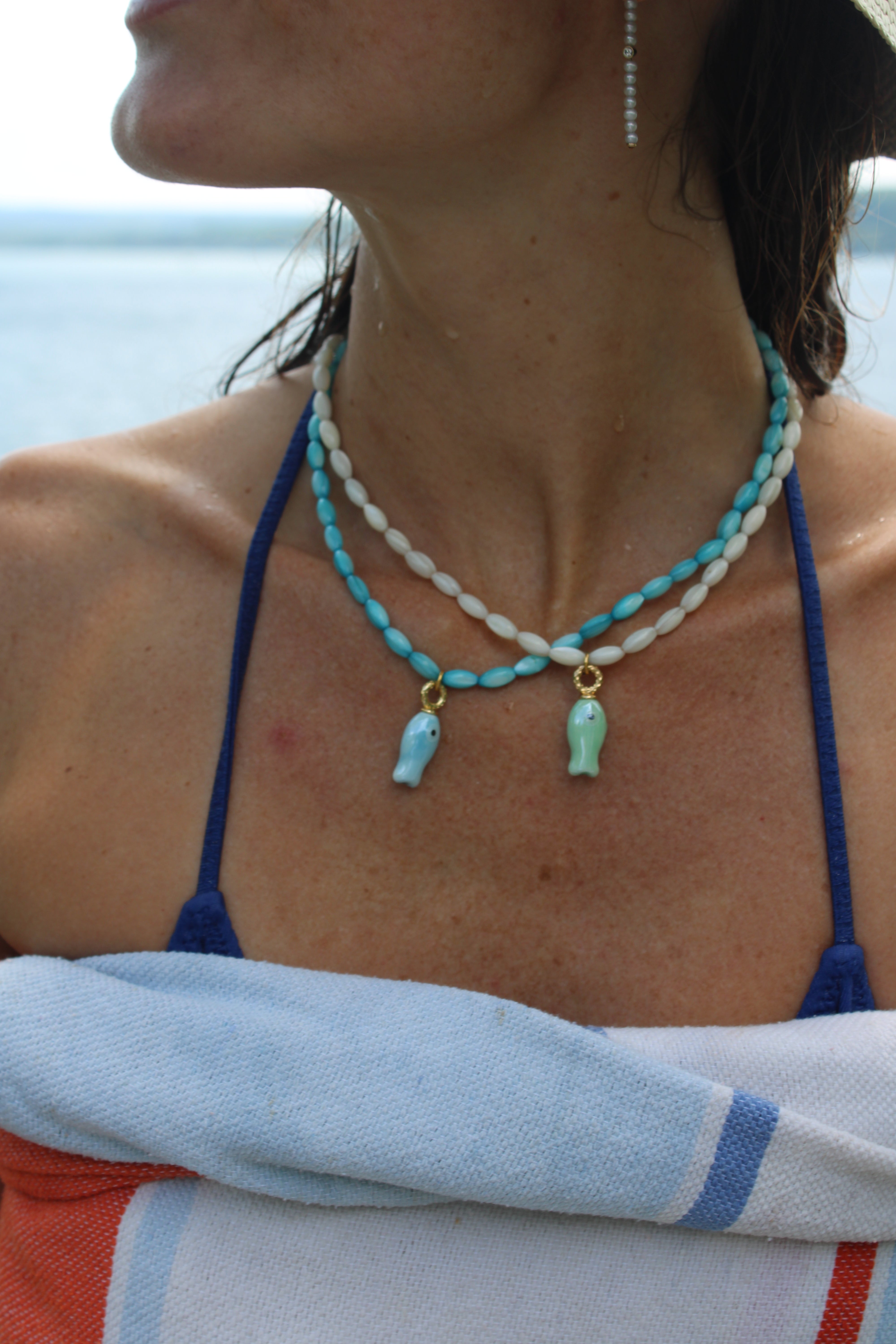 Mother of Pearl Beaded Fish Necklace – LOGAN TAY
