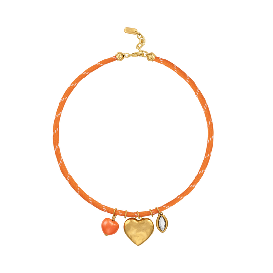 Orange Heart Paracord Necklace